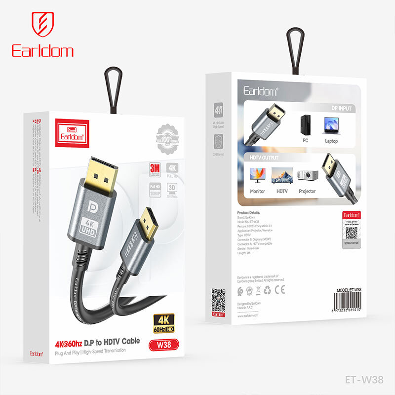 کابل Display 4K ارلدام ET-W38 طول 3 متر