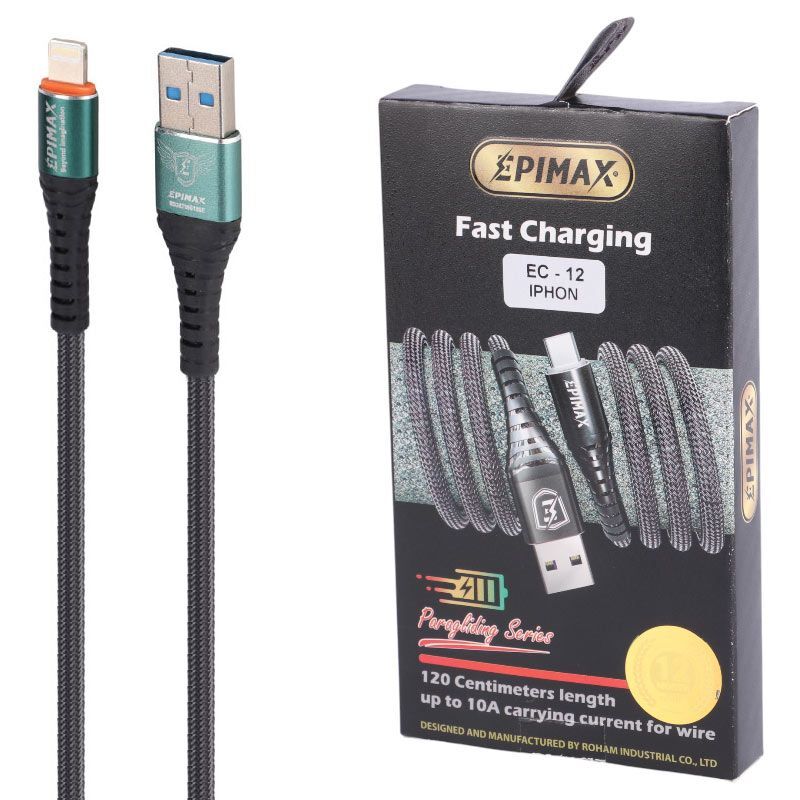 کابل لایتنینگ فست شارژ 5 آمپر اپی مکس EC-12 طول 1.2 متر