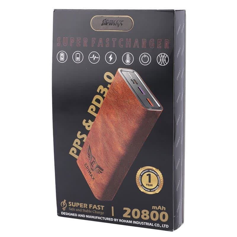پاور بانک فست شارژ اپی مکس EP-200 PD3.0 30W ظرفیت 20800 میلی آمپر ساعت