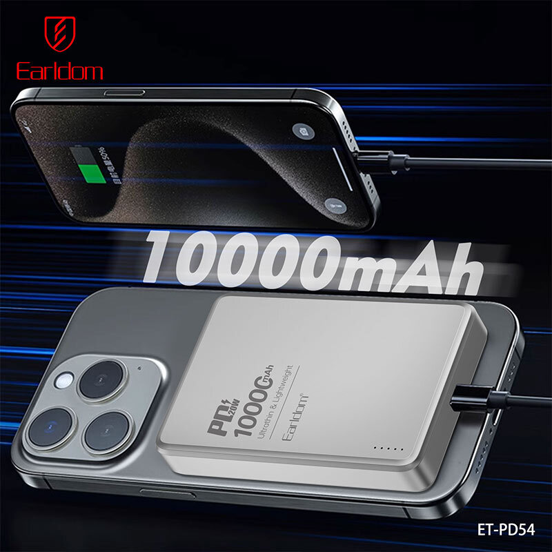 پاور بانک بی سیم فست شارژ ارلدام ET-PD54 PD 20W ظرفیت 10000 میلی آمپر ساعت