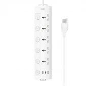 چند راهی 5 خانه ارت دار ایکس او XO-WL19 با کابل 2 متری + شارژر USB و Type-C