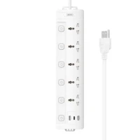 چند راهی 5 خانه برق ارت دار ایکس او XO-WL19 با کابل 2 متری + شارژر USB و Type-C