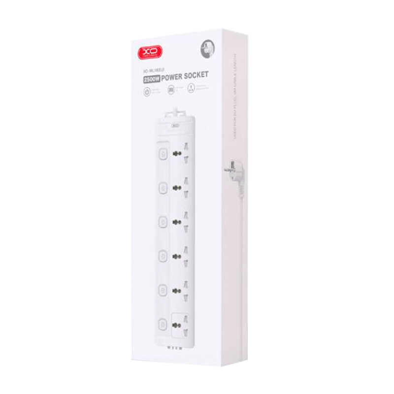 چند راهی 6 خانه برق ارت دار ایکس او XO-WL18 با کابل 2 متری