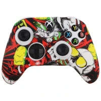 روکش دسته بازی Xbox X/S طرح اسکلت و گل قرمز