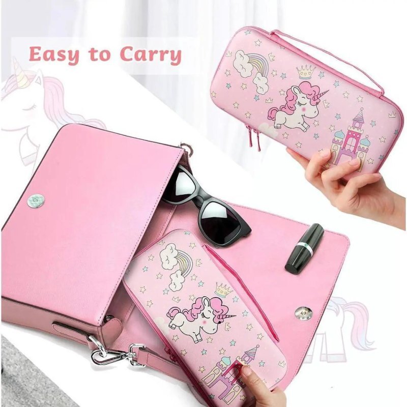 کیف کنسول بازی Bonaever Pink Unicorn Nintendo Switch OLED