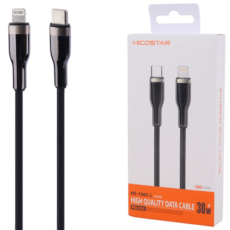 کابل تبدیل فست شارژ Hicostar HS-106C-L Type-C to Lightning 2.4A PD 30W 1m