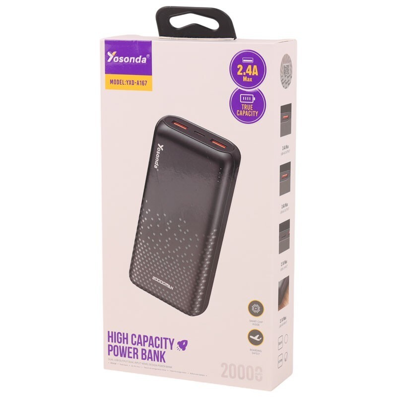 پاور بانک یوسوندا YXD-A167 12W ظرفیت 20000 میلی آمپر ساعت
