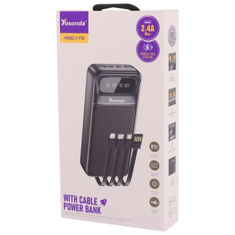 پاور بانک فست شارژ یوسوندا Y-P52 12W ظرفیت 20000 میلی آمپر ساعت