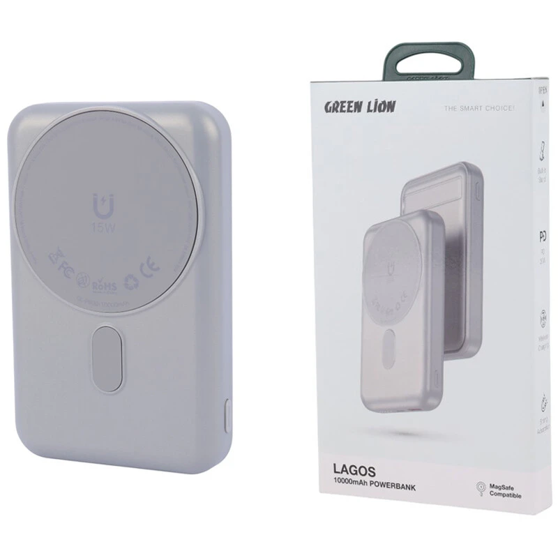 پاور بانک بی سیم فست شارژ گرین لاین Lagos GL-PB60 PD 22.5W ظرفیت 10000 میلی آمپر ساعت
