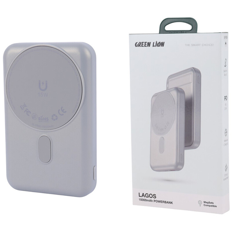پاور بانک بی سیم فست شارژ گرین لاین Lagos GL-PB60 PD 22.5W ظرفیت 10000 میلی آمپر ساعت