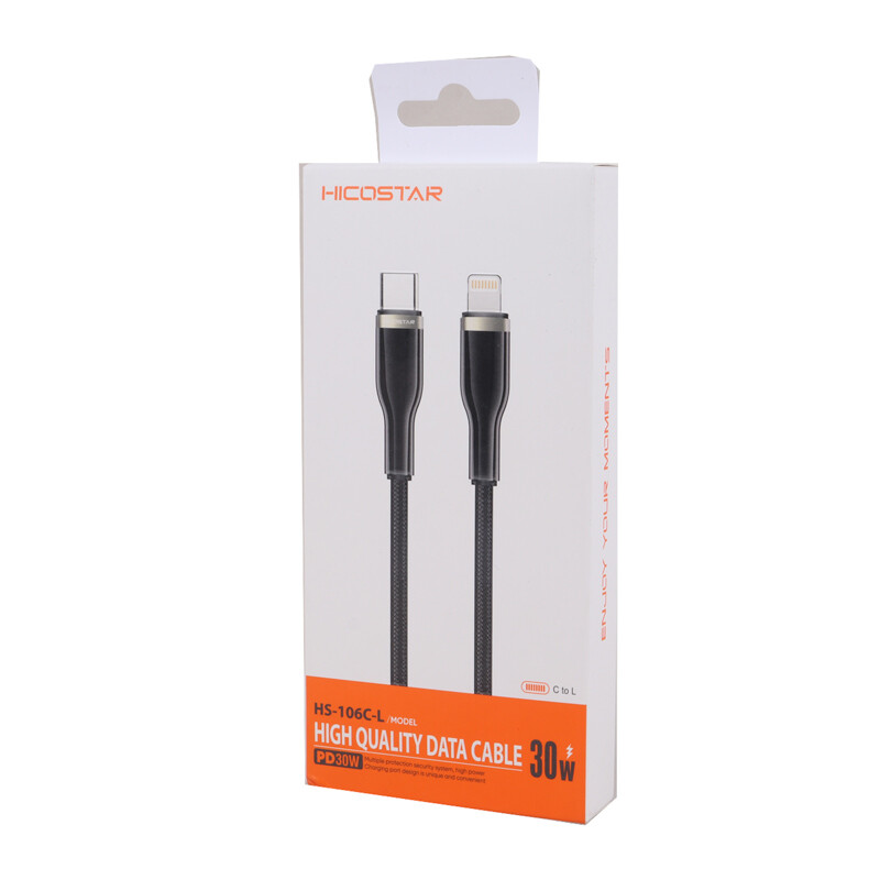 کابل تبدیل فست شارژ Hicostar HS-106C-L Type-C to Lightning 2.4A PD 30W 1m