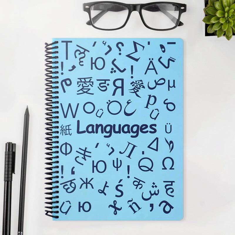 دفتر زبان 2 خط سیمی 100 برگ طرح Languages دات نوت