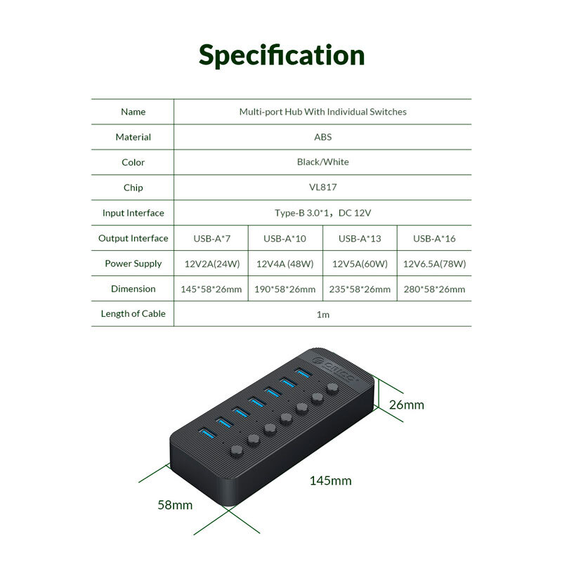 هاب 16 پورت USB 3.0 اوریکو CT2U3-16AB