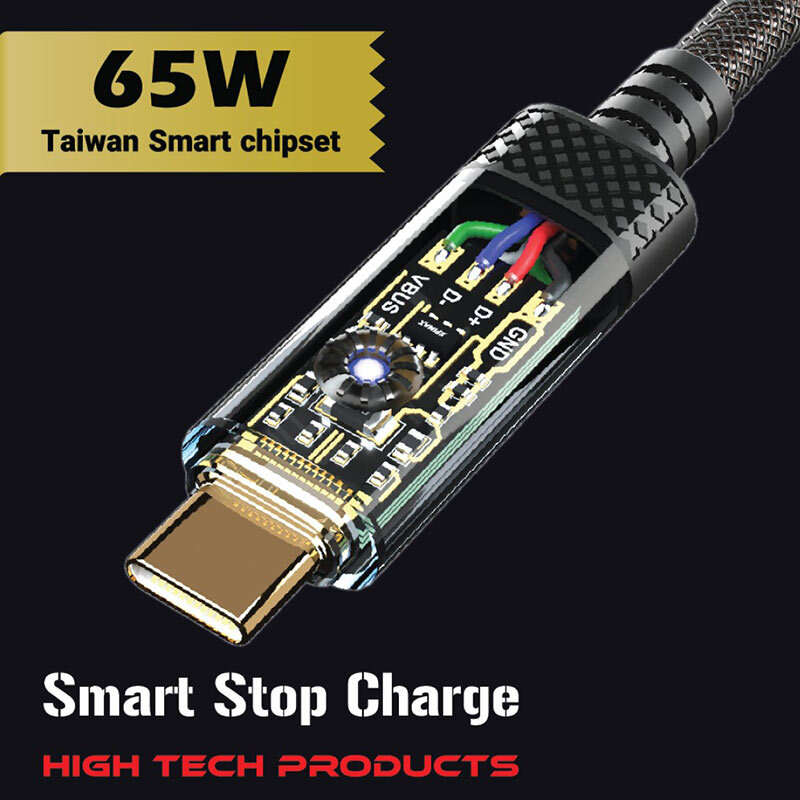 کابل دو سر تایپ سی فست شارژ 65 وات اپی مکس EC-133 طول 1 متر