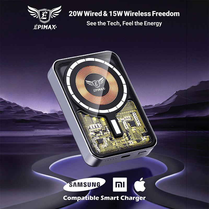 پاور بانک بی سیم فست شارژ اپی مکس EP-212 PD 20W ظرفیت 10000 میلی آمپر ساعت