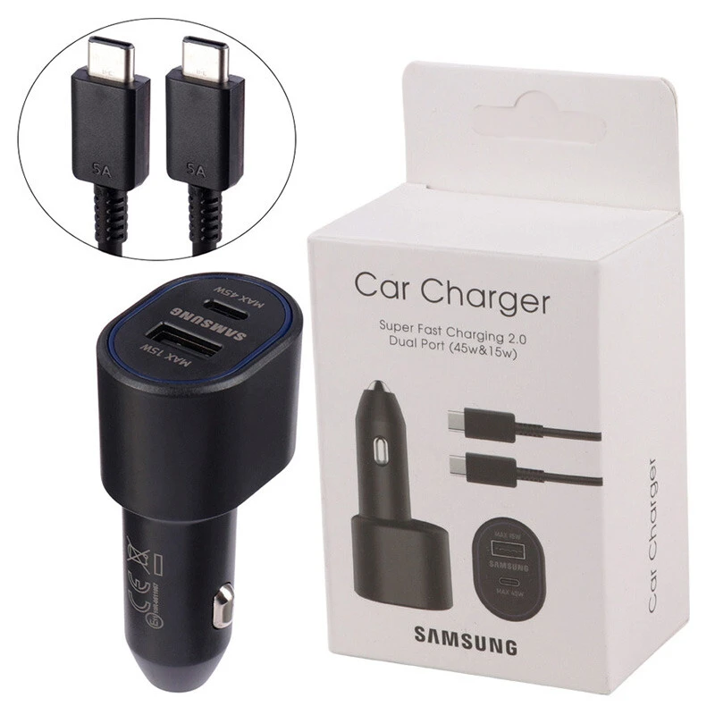 شارژر فندکی فست شارژ Samsung EP-L5300 QC PD3.0 3A 45W + کابل تایپ سی