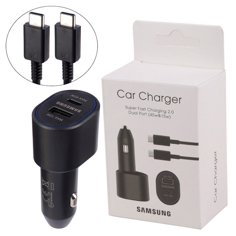شارژر فندکی فست شارژ Samsung EP-L5300 QC PD3.0 3A 45W + کابل تایپ سی