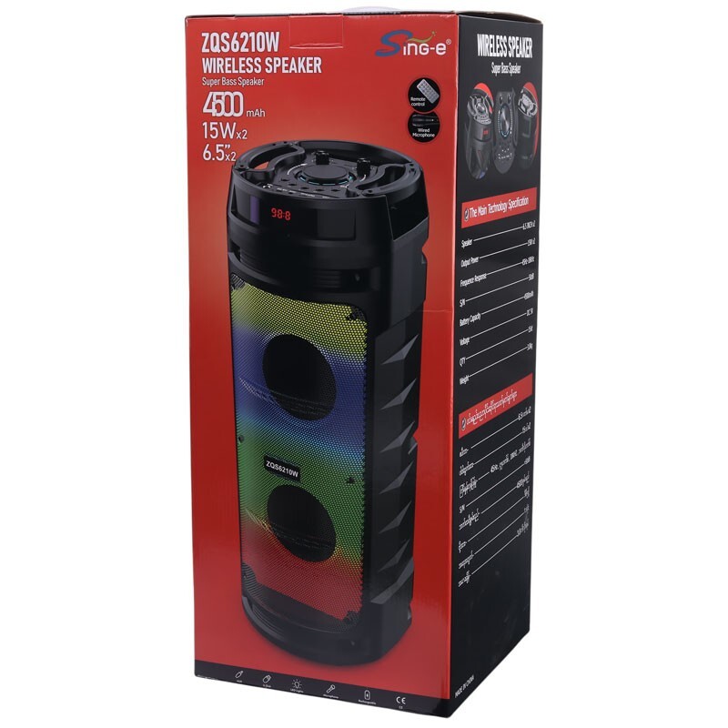 اسپیکر چمدانی بلوتوثی سینگ ای ZQS6210W + میکروفون و ریموت کنترل