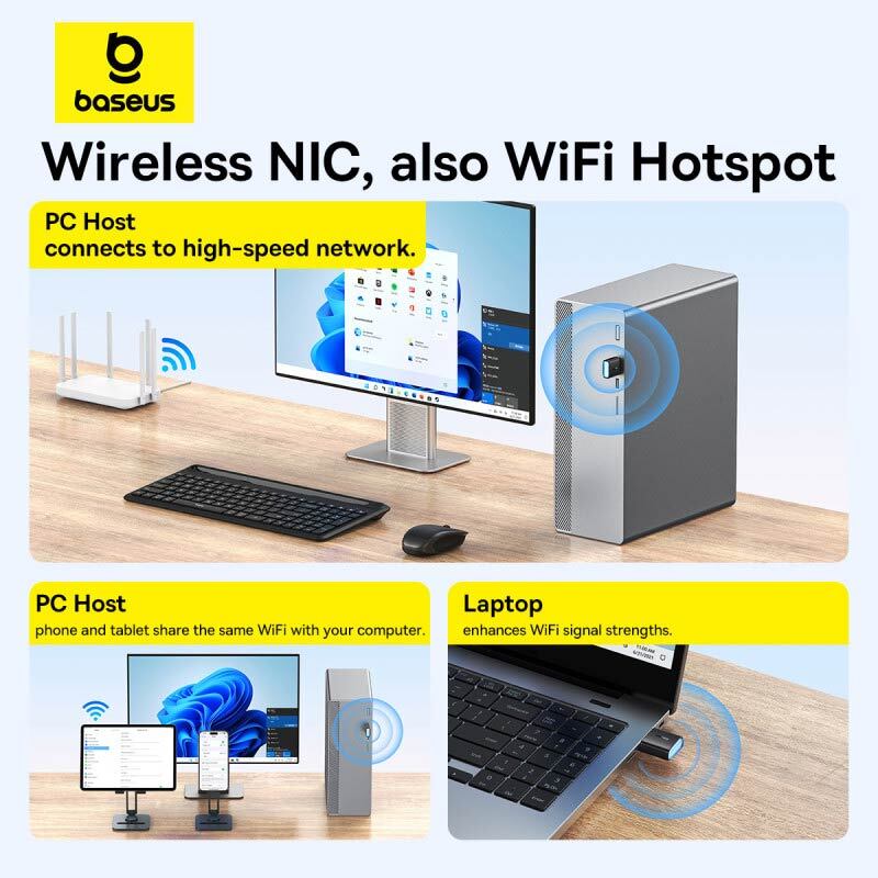 کارت شبکه بی سیم Baseus B01317600111-03 300Mbps