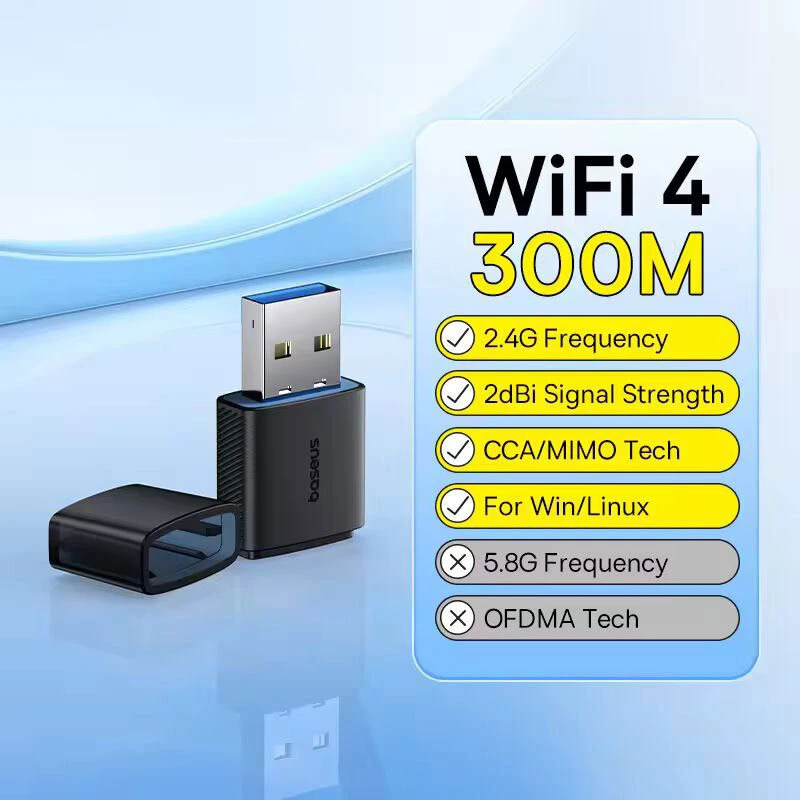 کارت شبکه بی سیم Baseus B01317600111-03 300Mbps