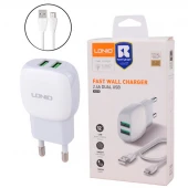 شارژر دیواری 12 وات الدینیو A2218 QC 2.4A + کابل میکرو یو اس بی
