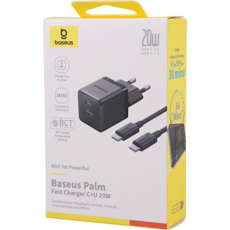 شارژر دیواری 20 وات باسئوس P10111608113 QC3.0 PD 3A + کابل تبدیل تایپ سی