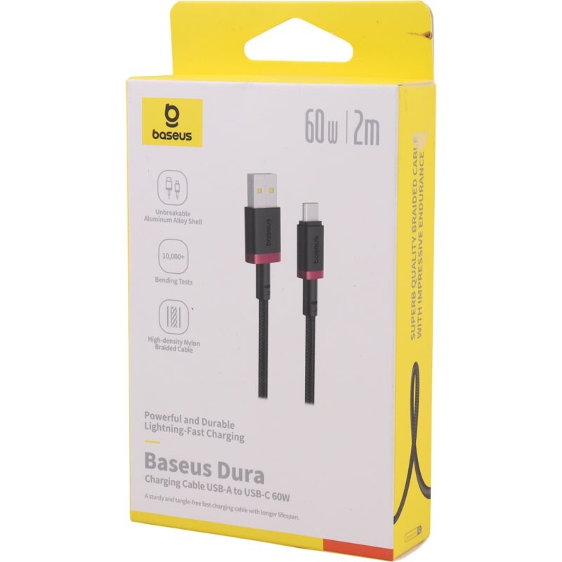 کابل تایپ سی فست شارژ 60 وات باسئوس Dura P10377802U طول 2 متر