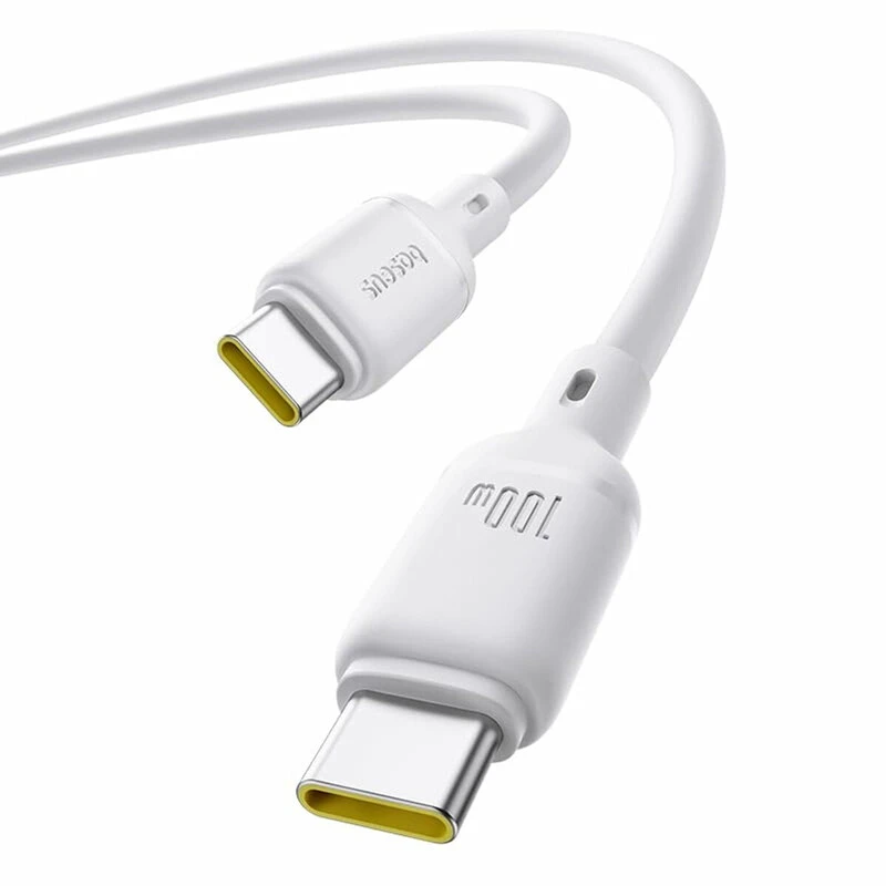 کابل دو سر تایپ سی فست شارژ 100 وات باسئوس Silky P10377704213 طول 1 متر