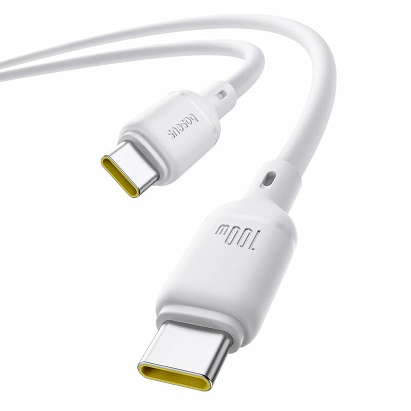 کابل دو سر تایپ سی فست شارژ 100 وات باسئوس Silky P10377704213 طول 1 متر