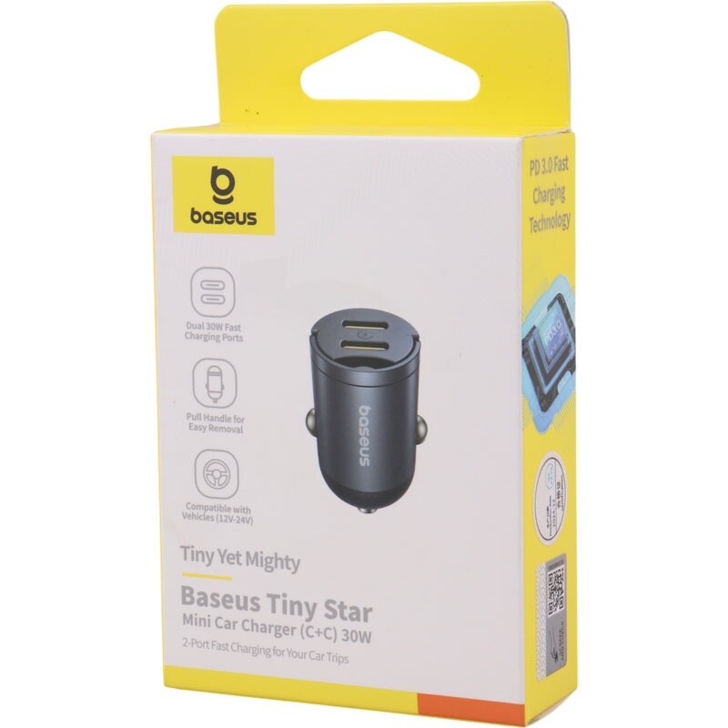 شارژر فندکی 30 وات باسئوس Tiny Star VCHXX-CC
