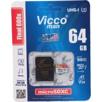 رم میکرو 64 گیگ ویکومن Vicco Man Final 600x A1 V30 U3 C10 90MB/s + خشاب
