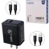 شارژر دیواری 18 وات USBGD PD-054C PD QC3.0 3A + کابل تایپ سی و کابل تبدیل Type-C
