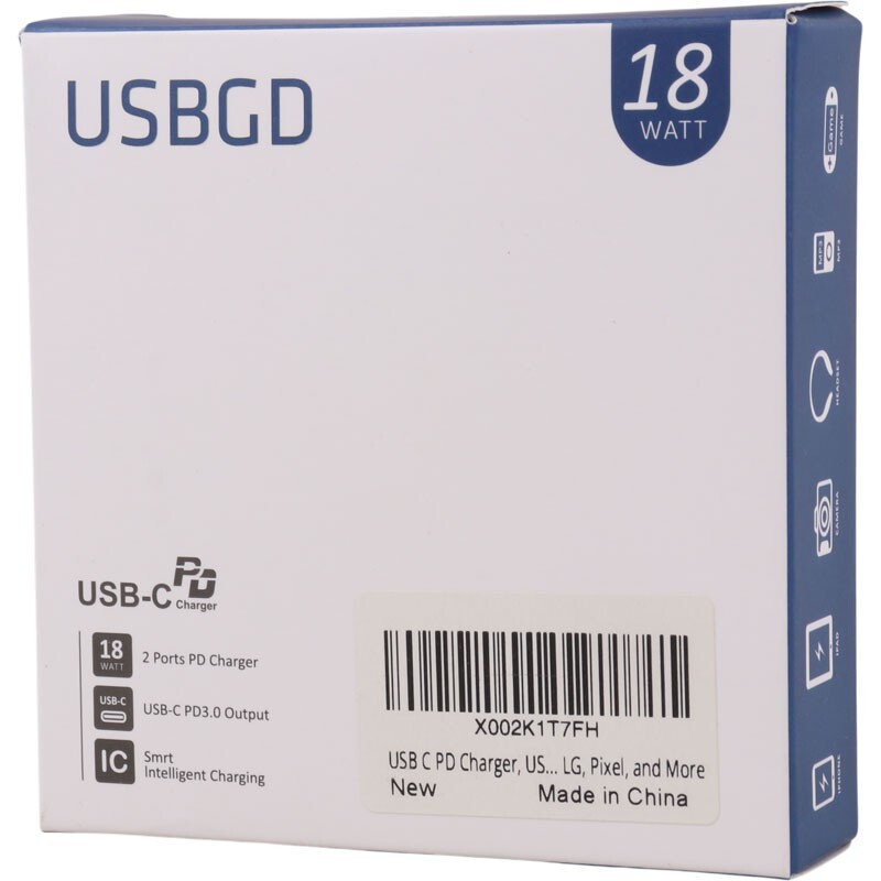 شارژر دیواری 18 وات USBGD PD-054C PD QC3.0 3A + کابل تایپ سی و کابل تبدیل Type-C