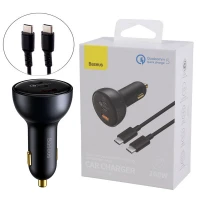 شارژر فندکی فست شارژ Baseus TZCCZM-0G 5A QC5.0 PD 100W + کابل تبدیل تایپ سی