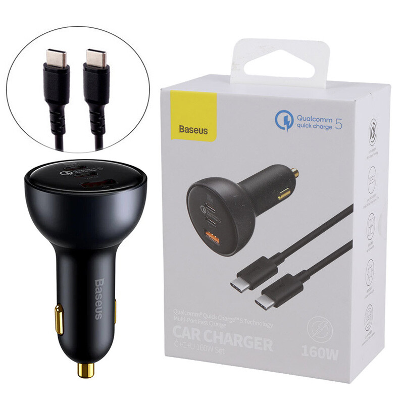 شارژر فندکی فست شارژ Baseus TZCCZM-0G 5A QC5.0 PD 100W + کابل تبدیل تایپ سی