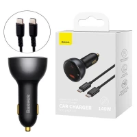 شارژر فندکی فست شارژ Baseus CGZX070001 5A PD3.0 140W + کابل تبدیل تایپ سی