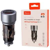 شارژر فندکی فست شارژ Pioneer C8637 QC3.0 PD 3A 20W