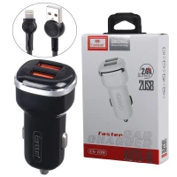 شارژر فندکی فست شارژ Earldom ES-138 2.4A 12W + کابل آیفونی