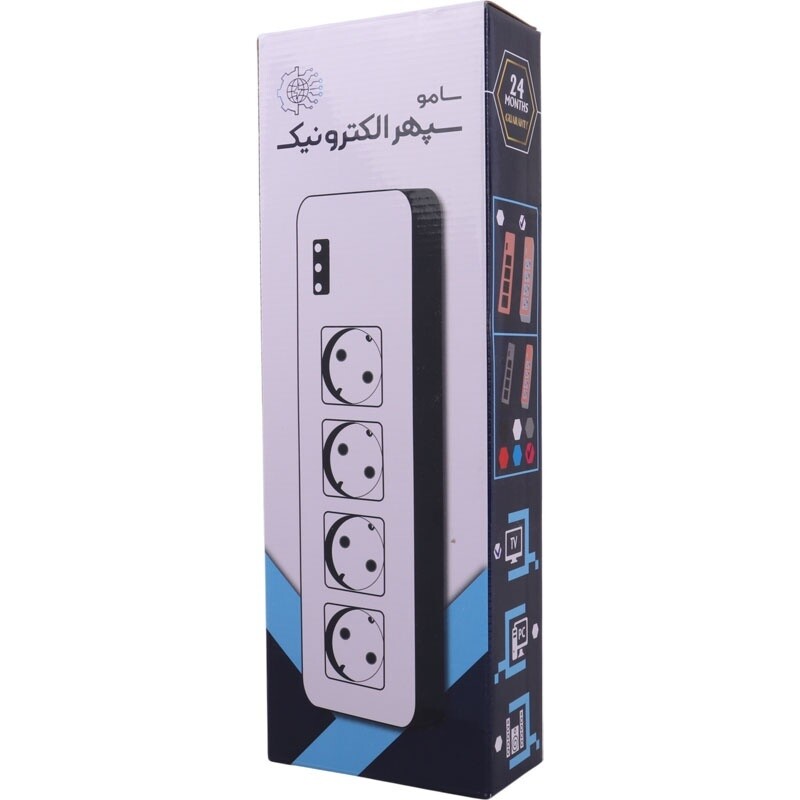 محافظ برق صوتی تصویری 4 خانه ارت دار سامو سپهر الکترونیک SSE 200 با کابل 2.8 متری