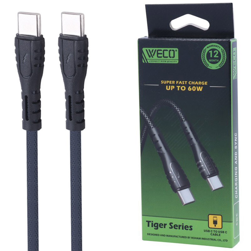 کابل دو سر تایپ سی فست شارژ 60 وات وکو Weco 49 طول 1 متر