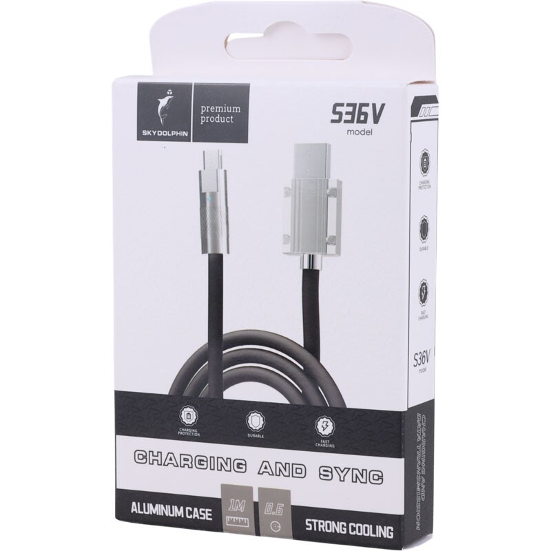 کابل میکرو یو اس بی فست شارژ 2.4 آمپر اسکای دلفین S36V طول 1 متر