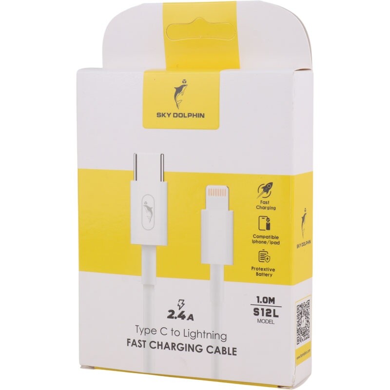 کابل تایپ سی به لایتنینگ فست شارژ 2.4 آمپر اسکای دلفین S12L طول 1 متر