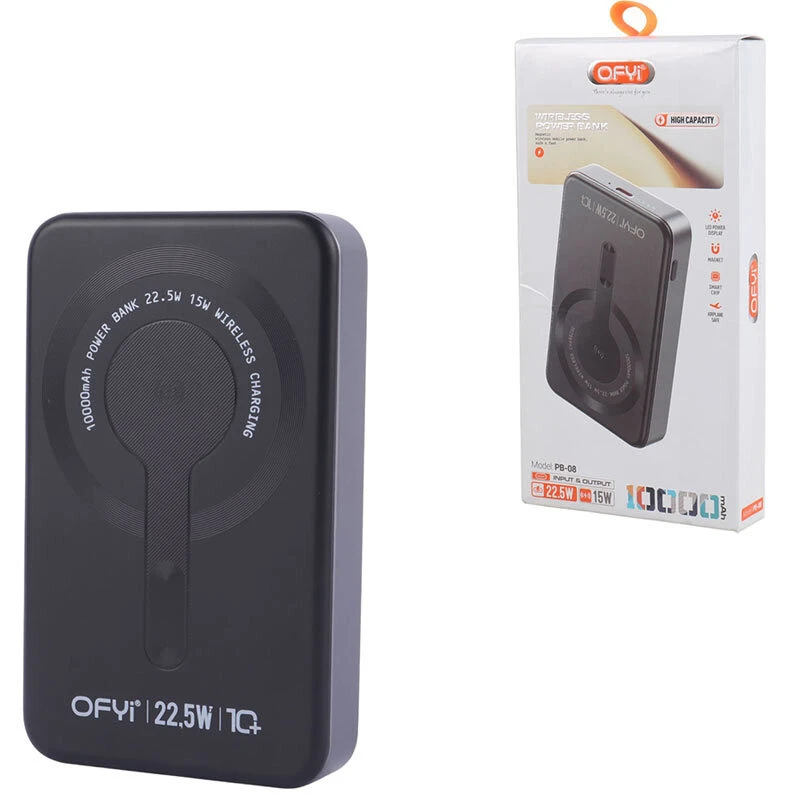 پاور بانک بی سیم فست شارژ اوفی PB-08 PD 18W ظرفیت 10000 میلی آمپر ساعت
