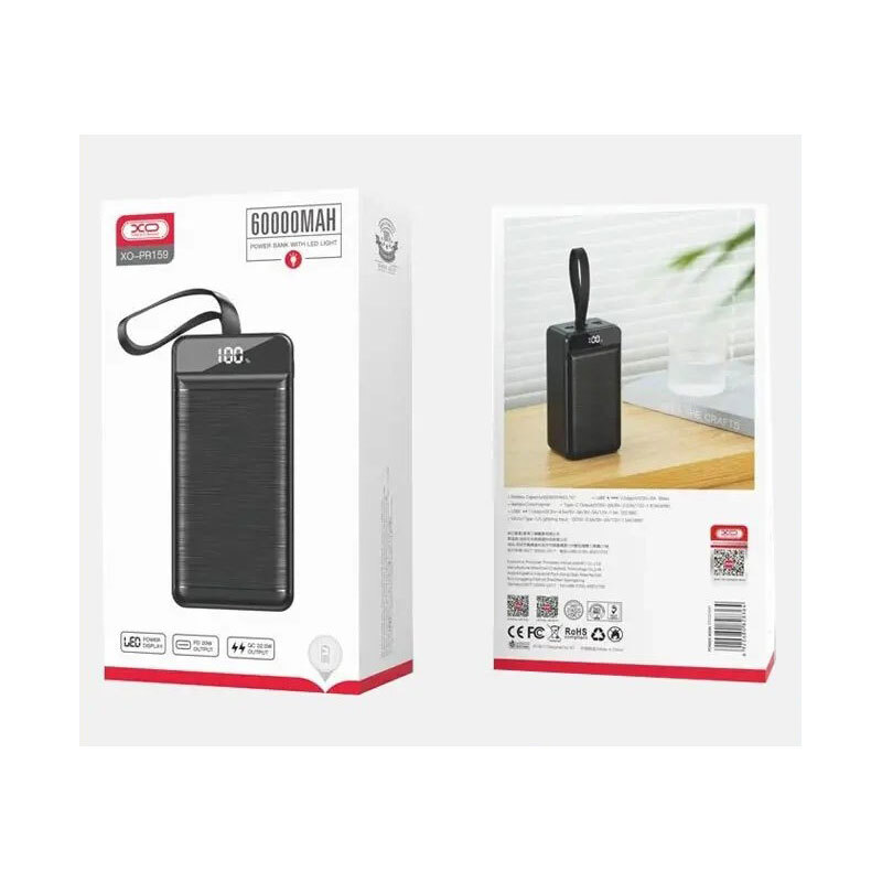 پاور بانک فست شارژ ایکس او XO-PR159 QC3.0 PD3.0 22.5W ظرفیت 60000 میلی آمپر ساعت