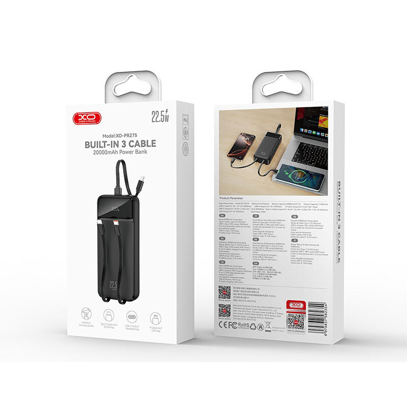 پاور بانک فست شارژ ایکس او XO-PR275 22.5W ظرفیت 20000 میلی آمپر ساعت