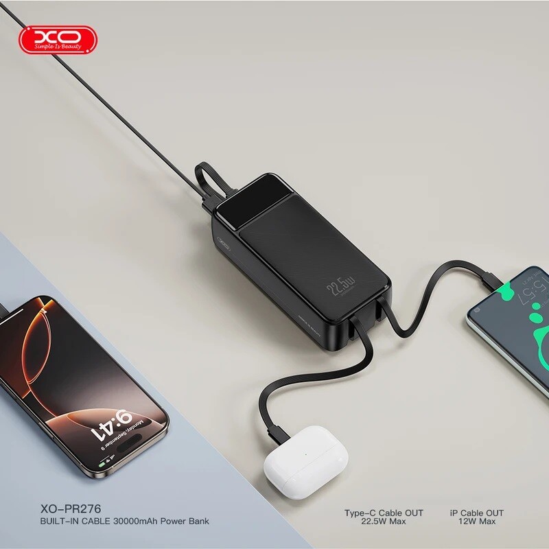 پاور بانک فست شارژ ایکس او XO-PR276 22.5W ظرفیت 30000 میلی آمپر ساعت
