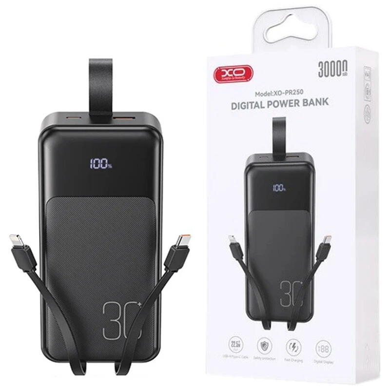 پاور بانک فست شارژ ایکس او XO-PR250 QC3.0 PD3.0 22.5W ظرفیت 30000 میلی آمپر ساعت