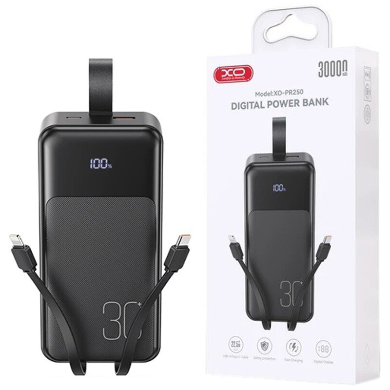 پاور بانک فست شارژ ایکس او XO-PR250 QC3.0 PD3.0 22.5W ظرفیت 30000 میلی آمپر ساعت