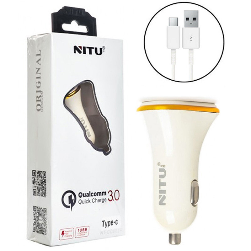 شارژر فندکی فست شارژ Nitu NT-CC802F QC3.0 18W + کابل تایپ سی
