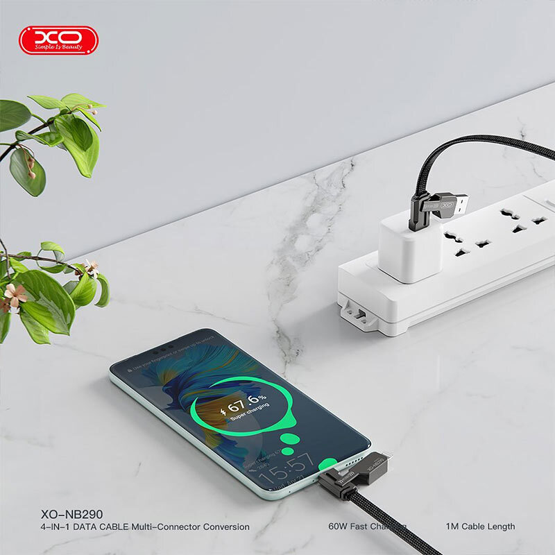 کابل شارژ چندکاره فست شارژ 60 وات ایکس او XO-NB290 طول 1 متر